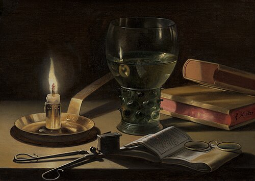 Nature morte à la chandelle allumée, 1627, Pieter Claesz