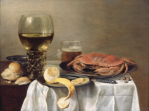Nature morte au crabe, 1644, Pieter Claesz