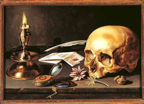 Vanité à la chandelle, au crâne et à la montre, 1625, Pieter Claesz