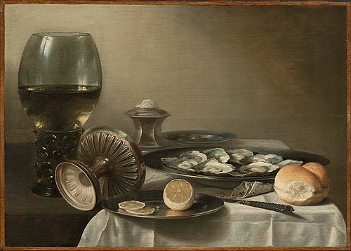 Still Life with Wine Goblet and Oysters, 1639, Pieter Claesz