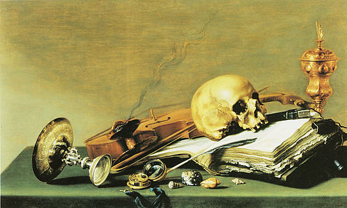 Vanité aux livre, violon et montre à gousset, 1629, Pieter Claesz