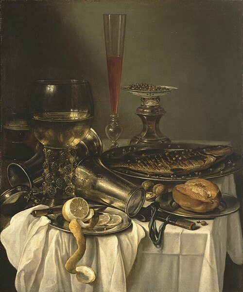 Breakfast with Fish, 1653, Pieter Claesz