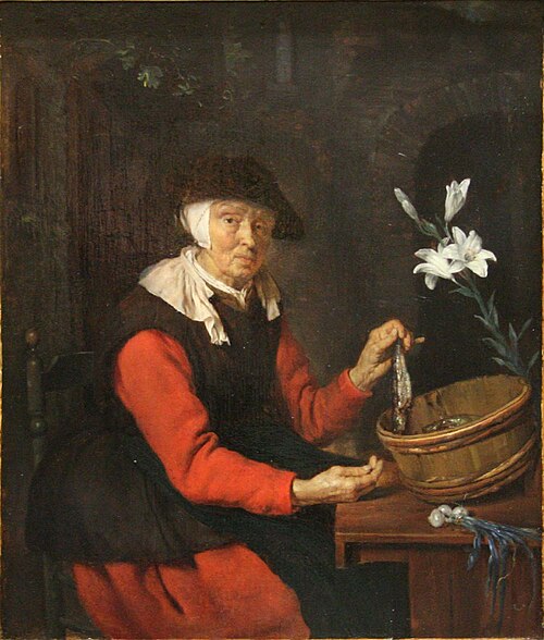 Woman Holding a Herring, 1660, Gabriel Metsu