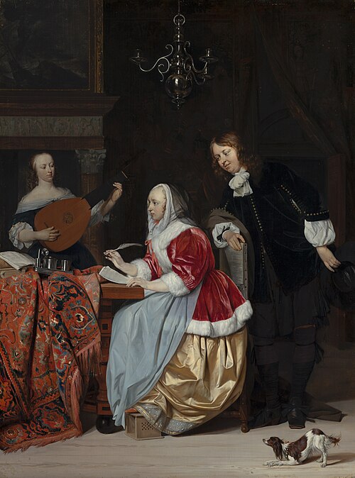 A Woman Writing Music, 1663, Gabriel Metsu