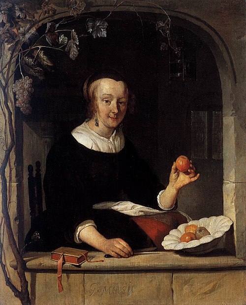 A Woman Seated at a Window, 1661, Gabriel Metsu