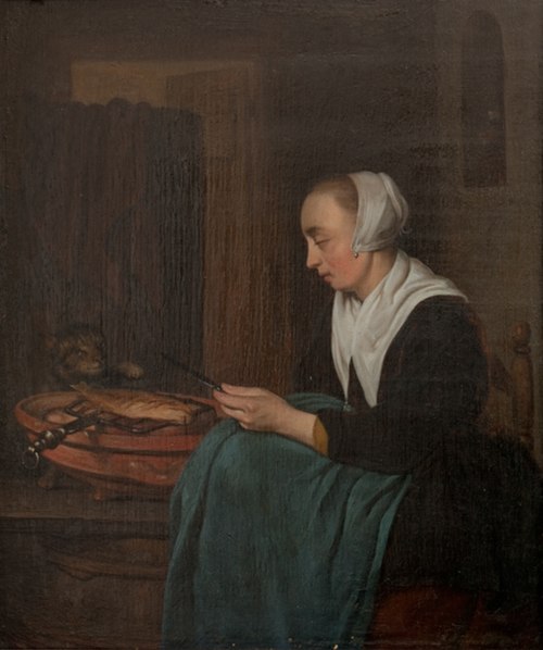 A Sleeping Saleswoman, 1655, Gabriel Metsu