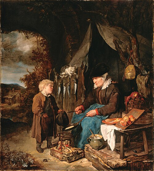 The Pancake Baker with a Boy, 1656, Gabriel Metsu