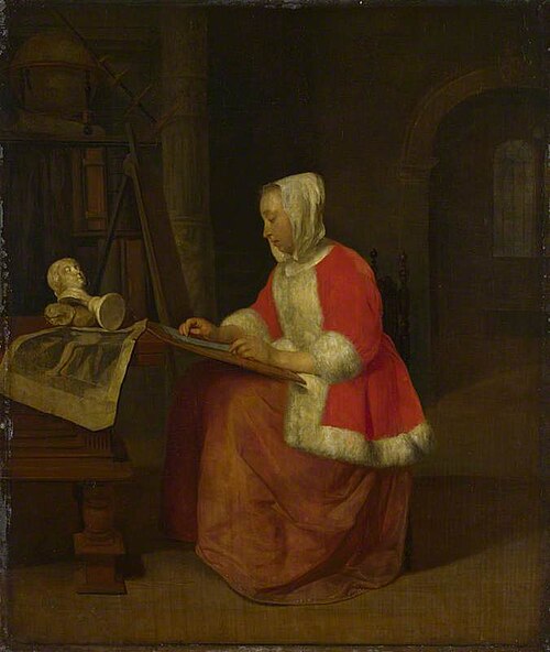 A Young Woman seated drawing, 1657, Gabriel Metsu