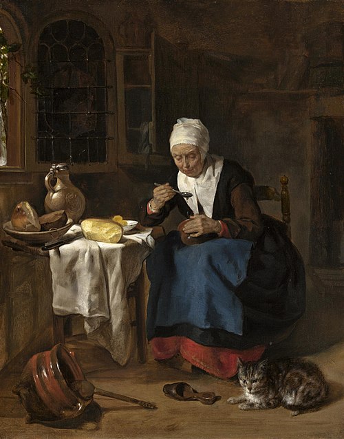 Old Woman Eating Porridge, 1656, Gabriel Metsu