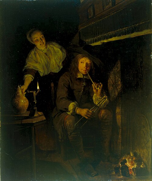 The Smoker at the Fireside, 1657, Gabriel Metsu