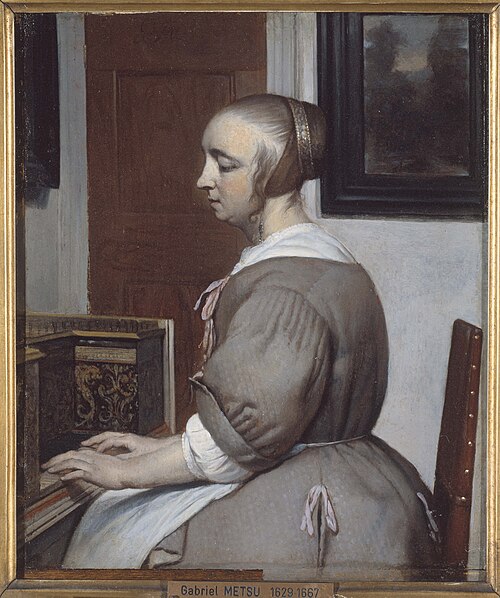 Woman at the virginal, 1601, Gabriel Metsu