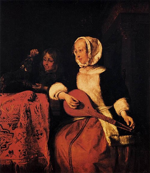 Woman Tuning a Mandolin, 1658, Gabriel Metsu