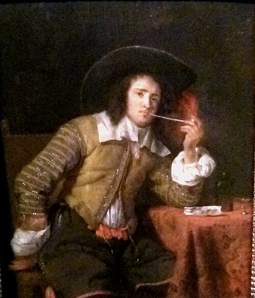 The Cavalier Smoking, 1657, Gabriel Metsu