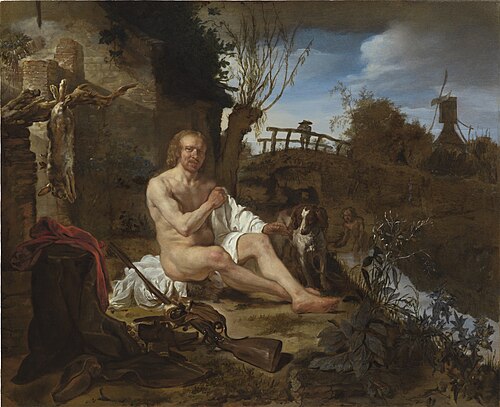 Sportsmen Bathing in a Landscape, 1655, Gabriel Metsu
