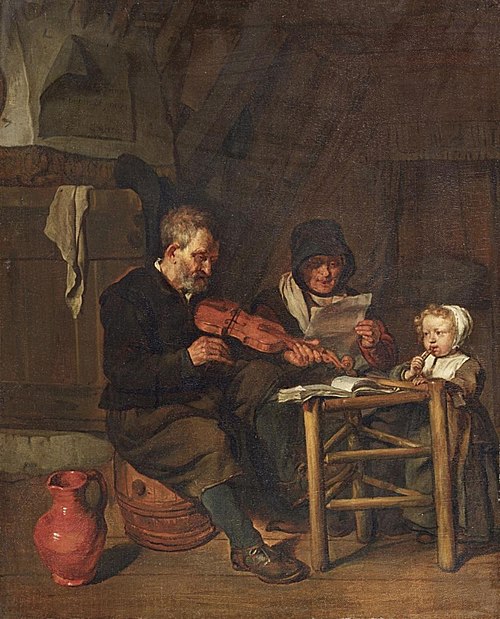 As the old sing, so pipe the young, 1656, Gabriel Metsu