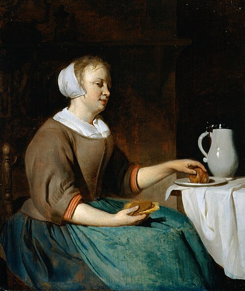 A Young Lady at Breakfast, 1665, Gabriel Metsu