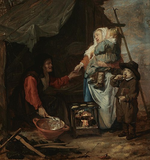 An Old Woman Cooking Pancakes, 1659, Gabriel Metsu