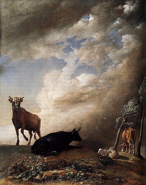 Cattle and Sheep in a Stormy Landscape, 1647, Paulus Potter