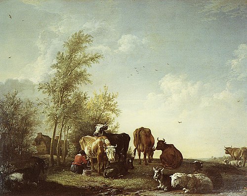Landscape with Cattle and a Milkmaid, 1646, Paulus Potter