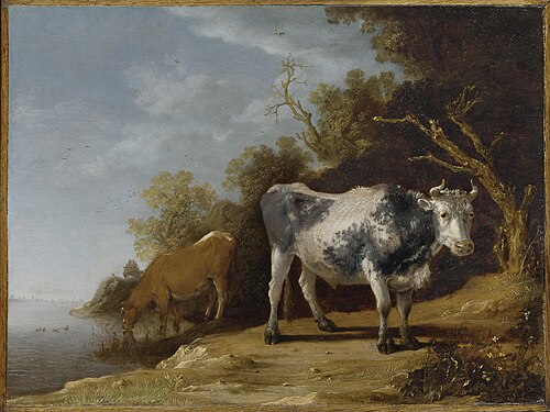 Two Cows beside a Stream, 1645, Paulus Potter