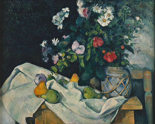 Fleurs dans un pot de gingembre et fruits, 1888, Paul Cézanne