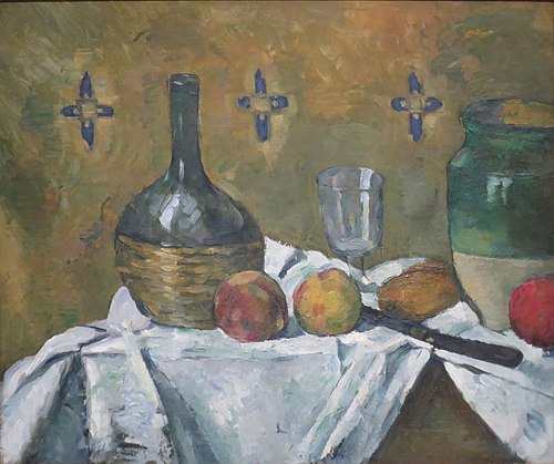 Fiasque, verre et poterie, 1877, Paul Cézanne