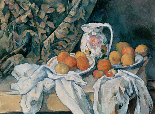 Nature morte avec rideau et pichet fleuri, 1898, Paul Cézanne
