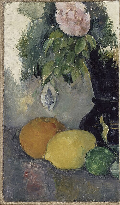 Nature morte, rose et fruits, 1880, Paul Cézanne