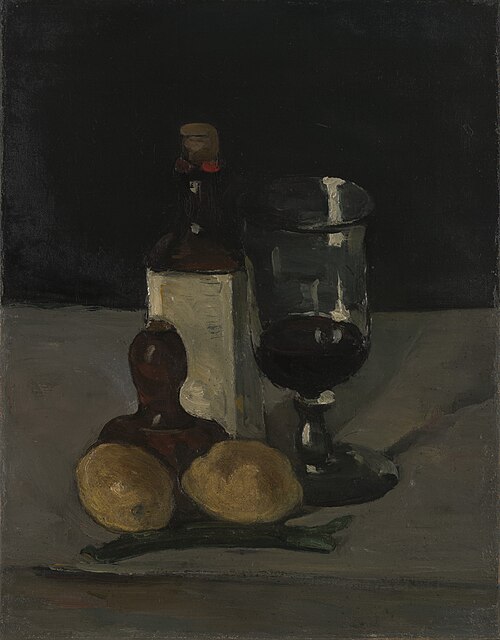 Bouteille, verre et citrons, 1868, Paul Cézanne