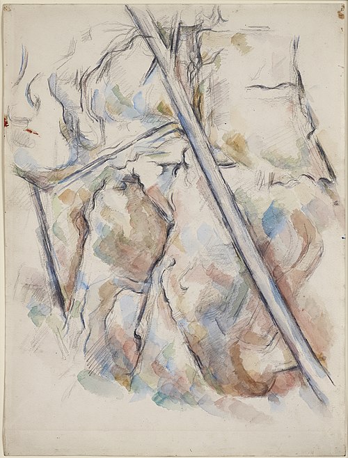 Pin et rochers près des grottes au-dessus de Château Noir, 1900, Paul Cézanne