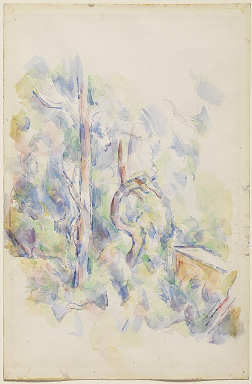 Arbre tordu et citerne dans le parc de Château Noir, 1900, Paul Cézanne