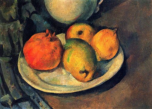 Grenade et poires dans une assiette, 1885, Paul Cézanne