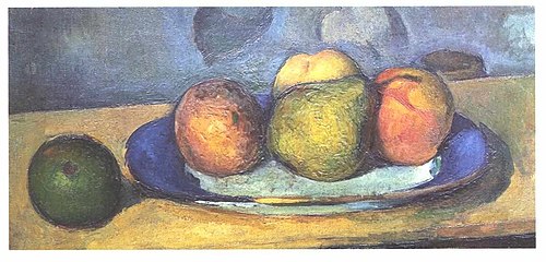 Assiette à bord bleu et fruits, 1879, Paul Cézanne