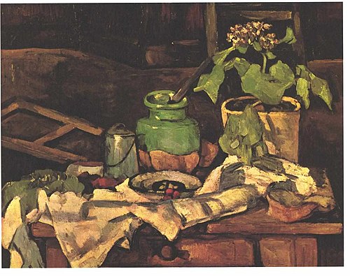 Pot de fleurs sur une table, 1879, Paul Cézanne