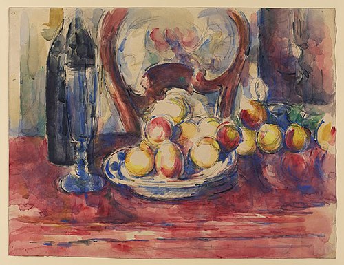Pommes, bouteille et dossier de chaise, 1904, Paul Cézanne