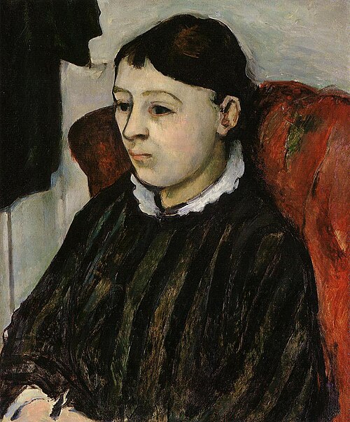 Madame Cezanne en robe rayée, 1882, Paul Cézanne