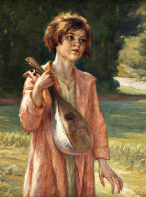 Girl with mandolin, , Veloso Salgado