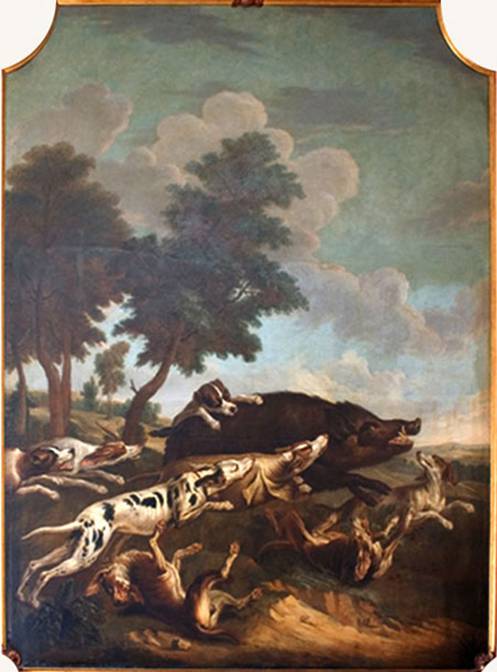 Boar hunt, 1850, Alfred de Dreux