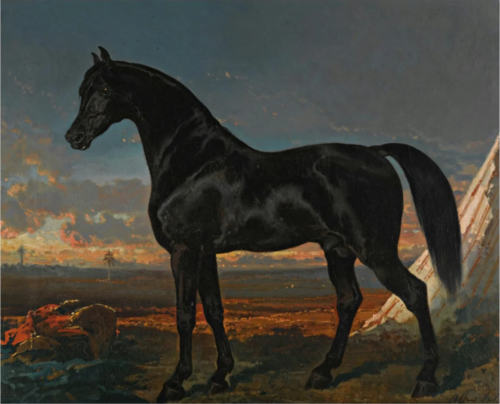 Étalon noir dans un paysage oriental, 1845, Alfred de Dreux
