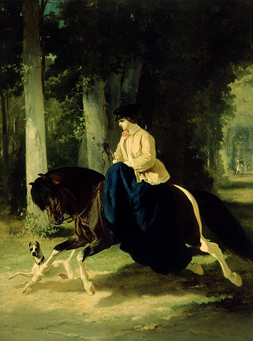 Mademoiselle de Mossellmann Riding in the Bois de Boulogne, Paris, 1848, Alfred de Dreux