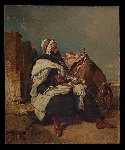 Seated Arab Man with Horse, 1854, Alfred de Dreux