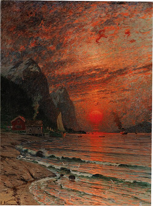 Sunset over the Fjord, 1918, Adelsteen Normann