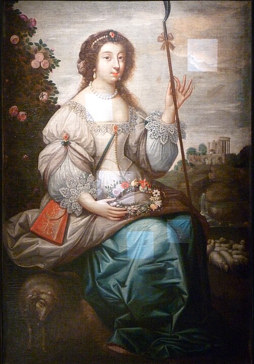 Portrait de Julie d'Angennes en Astrée devant un paysage, 1635, Claude Deruet