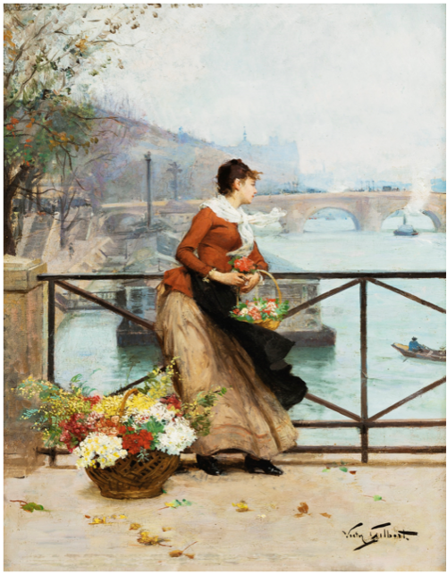 The Flower vendor on the pont des arts, 1900, Victor Gilbert