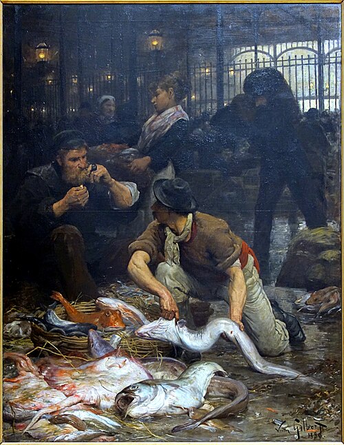 La halle aux poissons, le matin, 1880, Victor Gilbert
