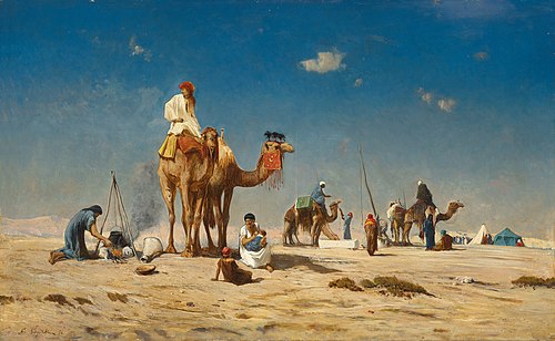 Travellers in the desert, 1868, Victor Huguet