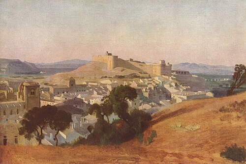 Vue de Villeneuve-lès-Avignon, le Fort Saint-André, 1836, Prosper Marilhat