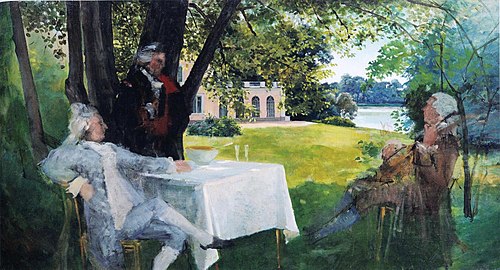 Bellman Playing Lute for Gustaf III of Sweden and Gustaf Mauritz Armfelt at Haga, 1884, Albert Edelfelt