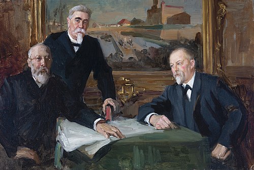 A Group Portrait of the Presidents of the City Council of Viipuri, sketch, 1902, Albert Edelfelt