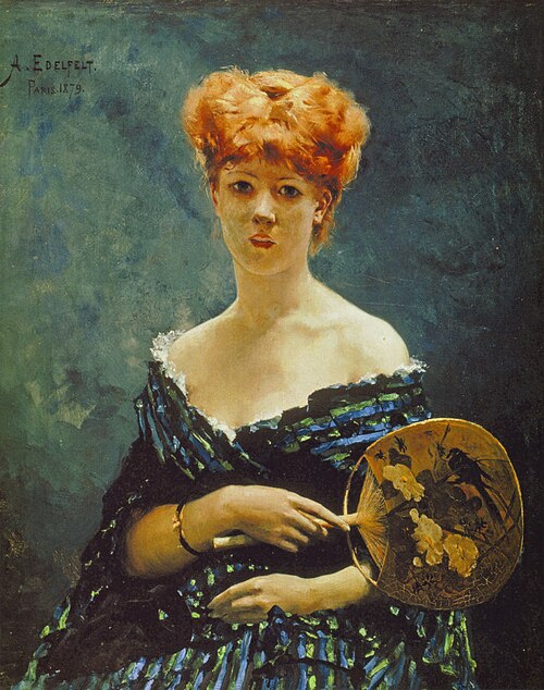 Red-Haired Model and a Japanese Fan, 1879, Albert Edelfelt
